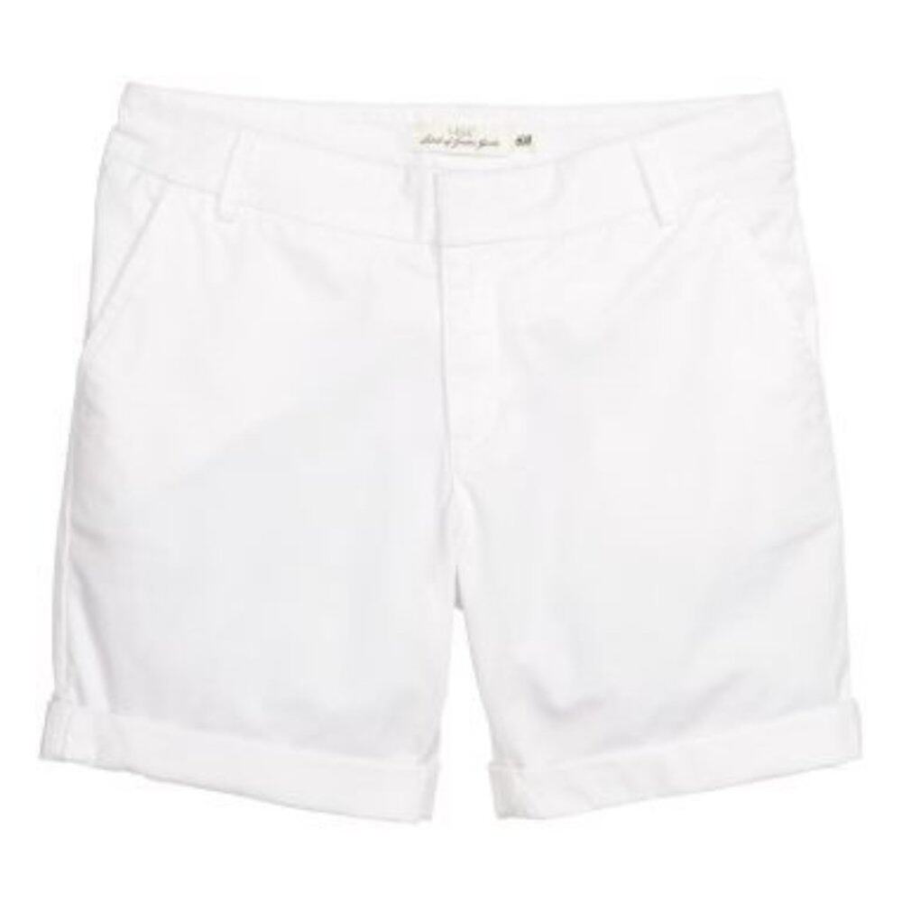H&M LOGG White Cotton Casual Chino Cuffed Shorts Womens 6